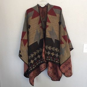 Southwestern Open Poncho Shrug fits up to 3X